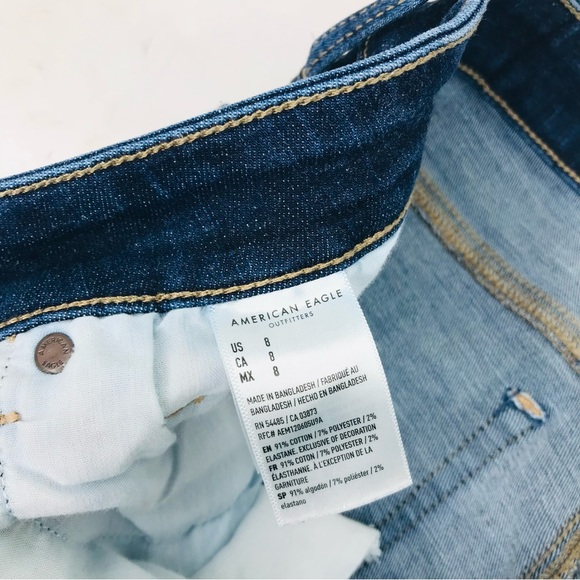 American Eagle Hi-rise shortie denim shorts woman’s size 8 - Picture 4 of 4